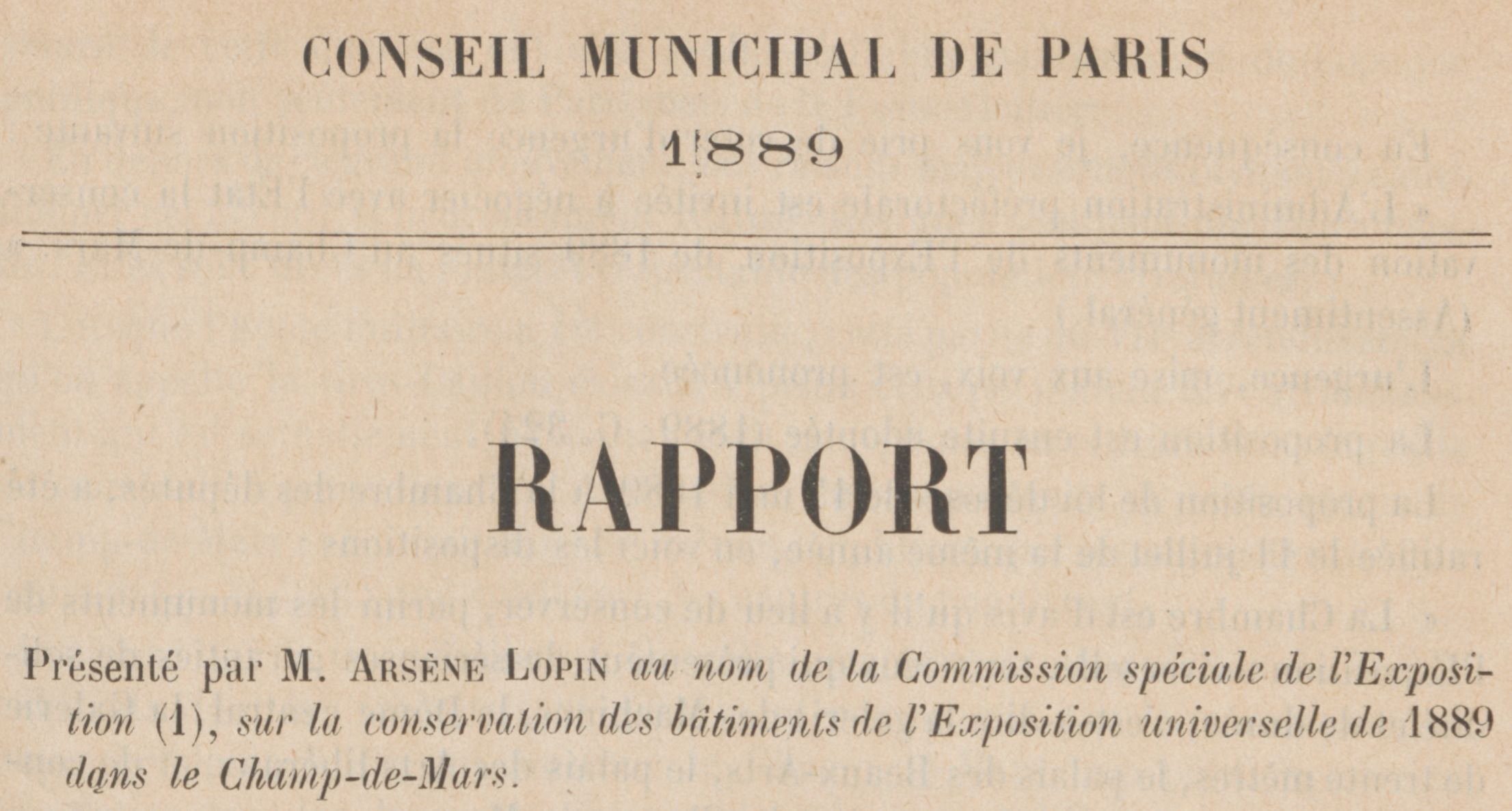 rapport du conseil municipal de Paris